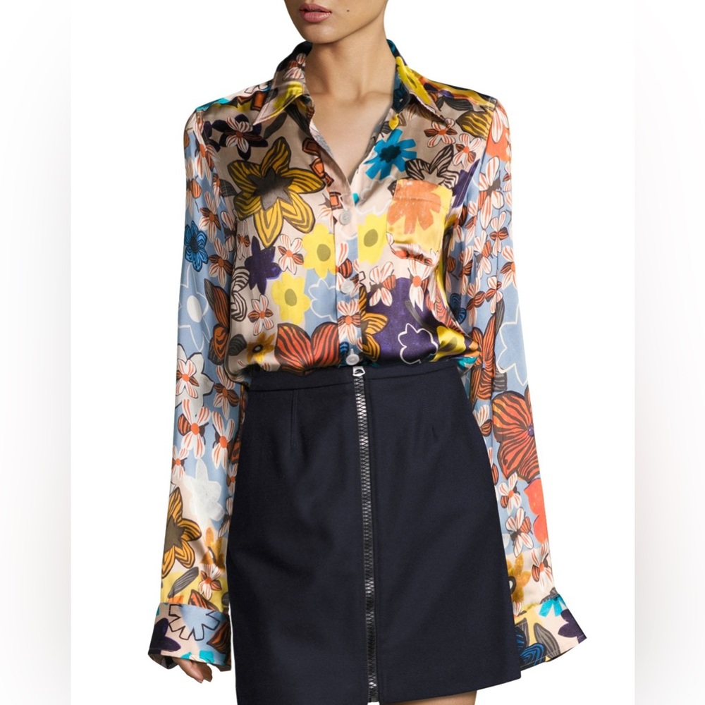 Acne Studios 34 Buse Floral Long-Sleeve Boyfriend Shirt - Picture 3 of 17